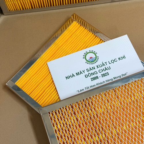 Khung lọc gió giấy Cellulose màu vàng xếp nếp