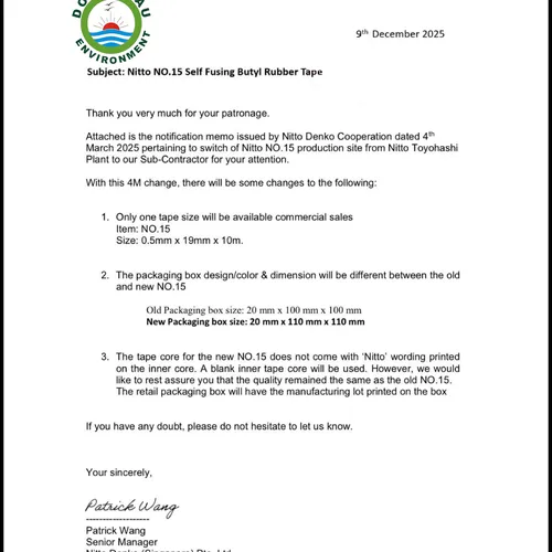 Thông báo Nitto No.15 cập nhật mẫu mới chính hãng Nhật