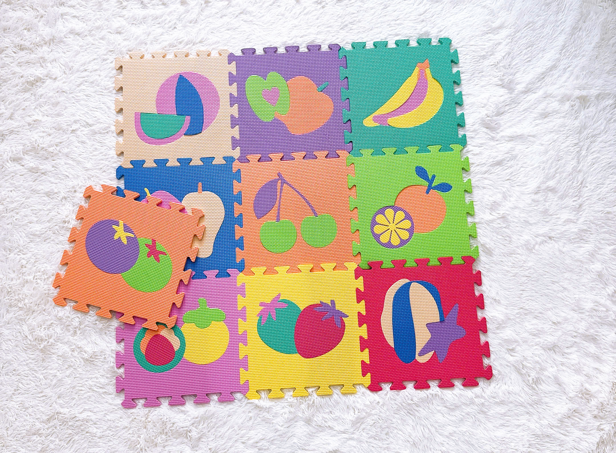 Thảm xốp lót sàn bộ 10 miếng hình trái cây (30cm x 30cm)