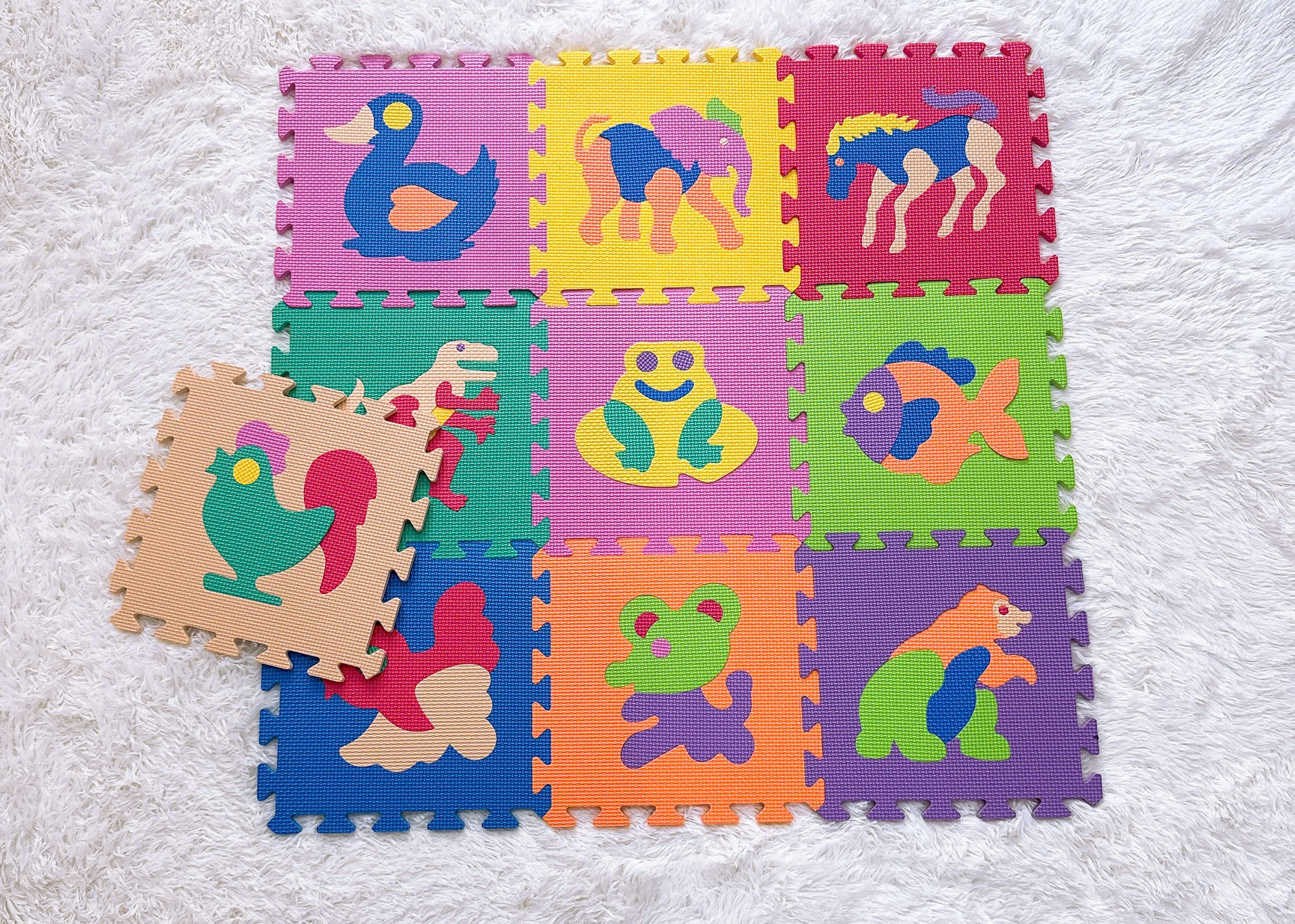 Thảm xốp lót sàn 30 x 30 cm bộ 10 miếng hình con vật