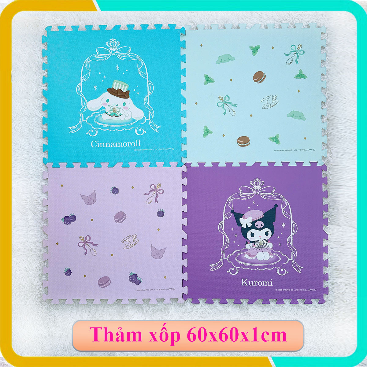 Thảm xốp cho bé hình Kuromi màu sắc sang trọng, hiện đại