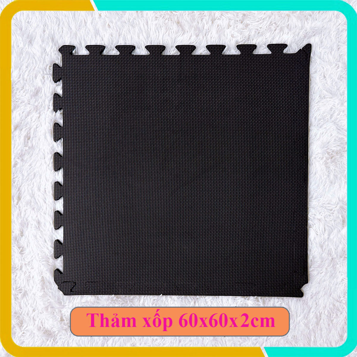 Thảm xốp trải sàn màu đen kích thước 60x60x2cm