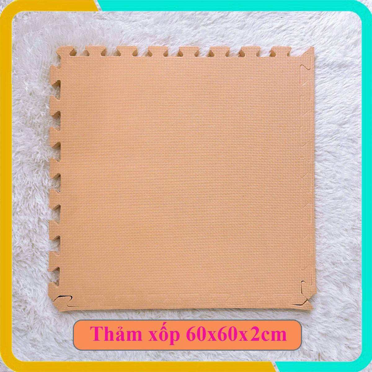 Thảm xốp trải sàn màu kem kích thước 60x60x2cm