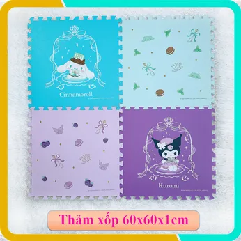Thảm Xốp Cho Bé Hình Kuromi, Bộ 4 Tấm, Kích Thước Mỗi Tấm 60x60x1cm