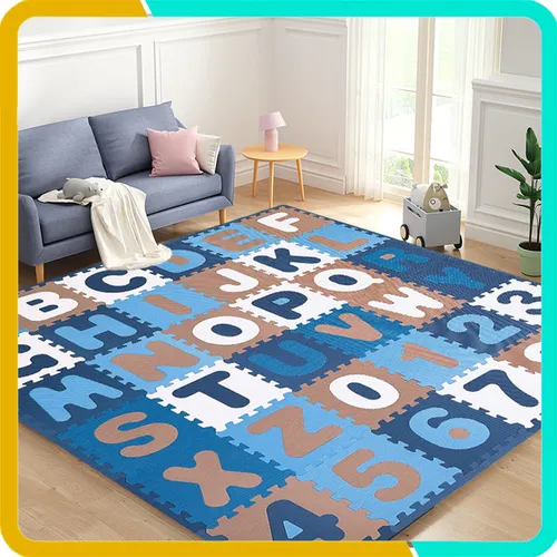 Thảm Chơi Cho Bé Bộ 36 Tấm Phối 4 Màu Pastel ( 26 Chữ Cái + 10 Chữ Số), Kích Thước Mỗi Tấm 30x30x1cm, Tiêu Chuẩn Châu Âu