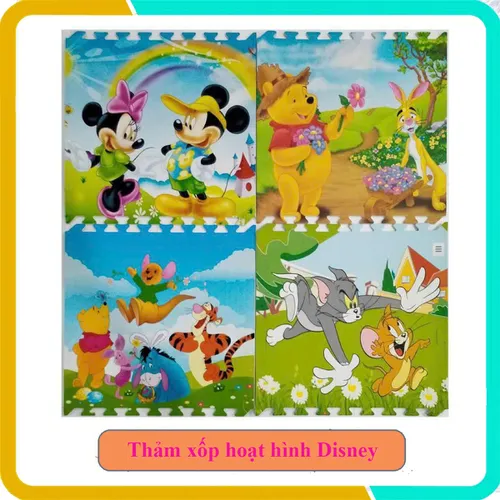 Thảm Xốp Hoạt Hình Theo Chủ Đề, Bộ 4 Tấm, Kích Thước Mỗi Tấm 60x60x1cm