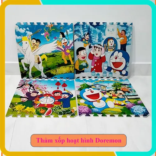 Thảm Xốp Hoạt Hình Doremon, Bộ 4 Tấm, Kích Thước Mỗi Tấm 60x60x1cm
