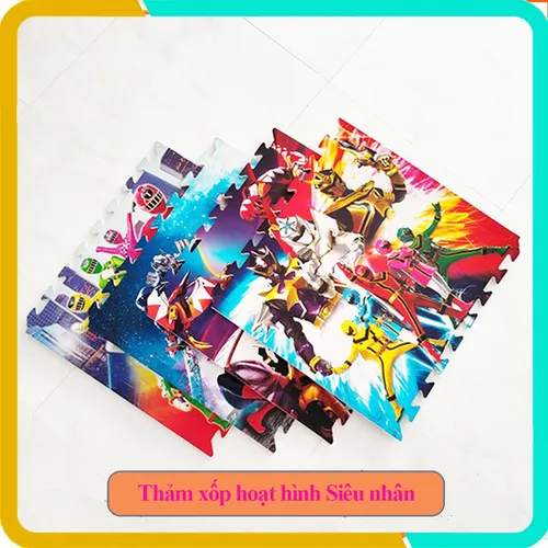 Thảm Xốp Hoạt Hình Siêu Nhân, Bộ 4 Tấm, Kích Thước Mỗi Tấm 60x60x1cm