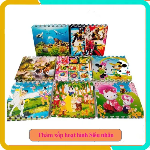 Thảm Xốp Hoạt Hình Theo Chủ Đề, Bộ 4 Tấm, Kích Thước Mỗi Tấm 60x60x1cm