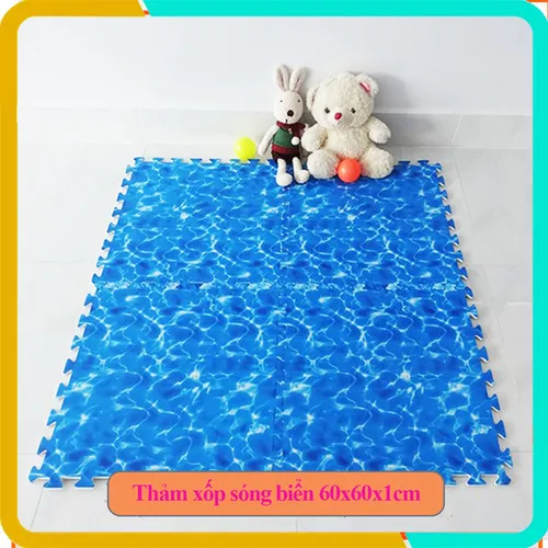 Thảm Xốp Sóng Biển 60x60x1cm, Bộ 4 Tấm, Màu Sắc Tươi Đẹp