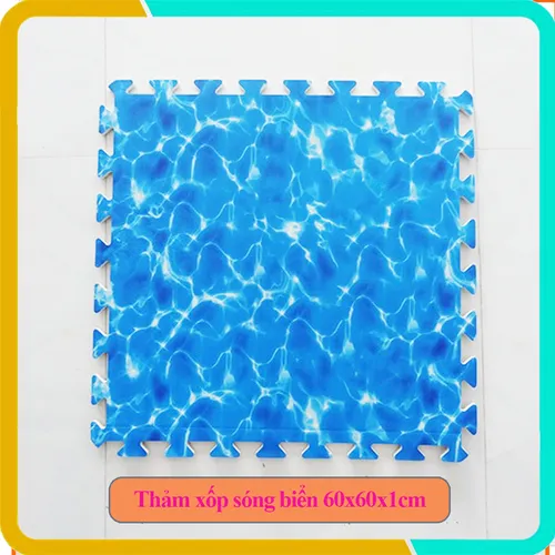 Thảm Xốp Sóng Biển 60x60x1cm, Bộ 4 Tấm, Màu Sắc Tươi Đẹp