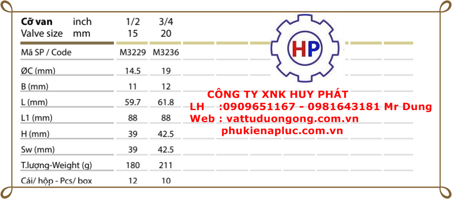 VAN BI REN MIHA DN25 ( phi 34)