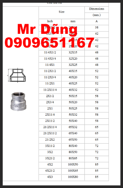 bầu giảm ren mạ kẽm