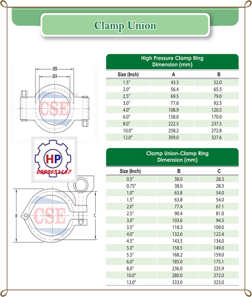 CLAM HÀN ỐNG VI SINH