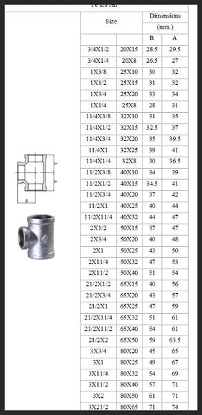Tê giãm ren mạ kẽm