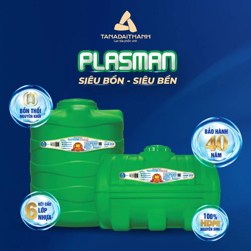 Bồn nhựa HDPE Plasman 500L nằm Bồn nhựa HDPE Plasman 500L nằm