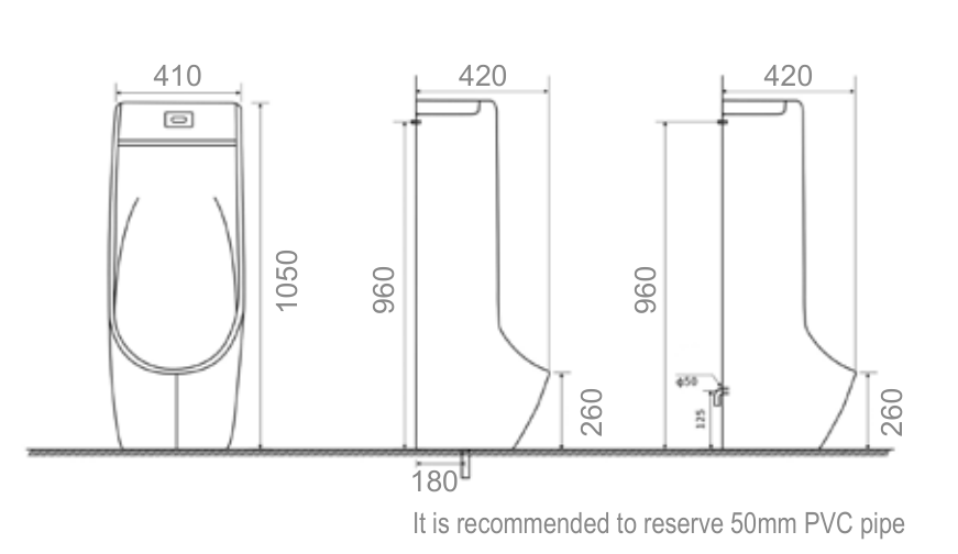 Bồn tiểu treo Hwata HT-6622 Bồn tiểu treo Hwata HT-6622