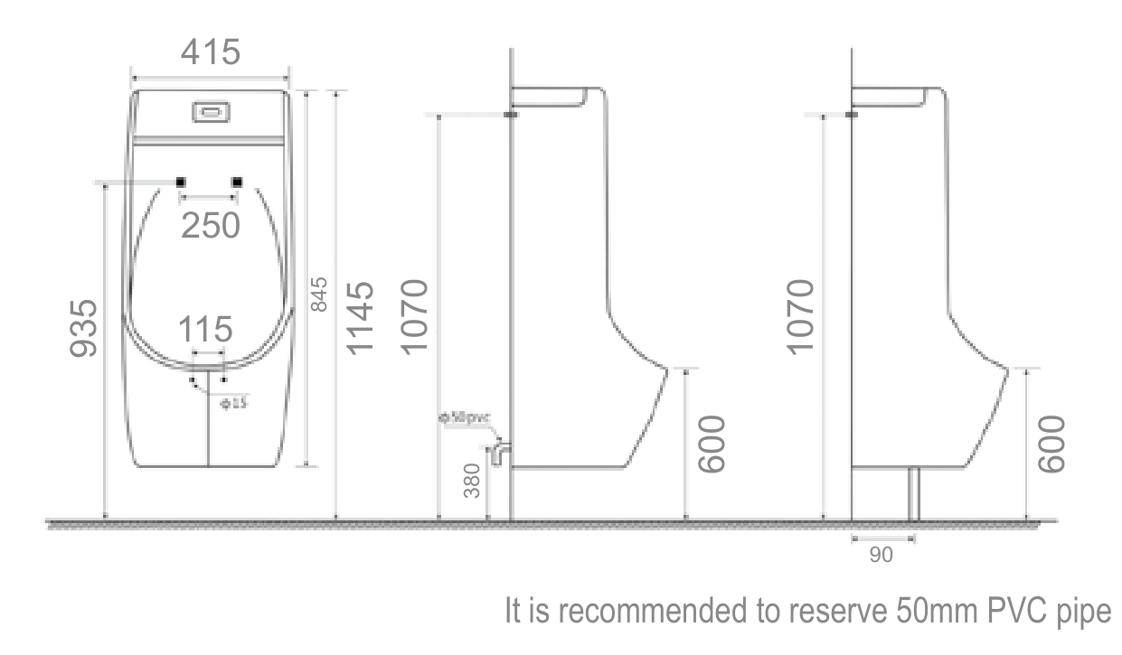Bồn tiểu treo Hwata HT-6670 Bồn tiểu treo Hwata HT-6670