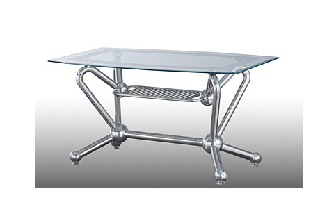 Bàn inox cố định mặt kính BK11