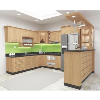 Tủ bếp inox 304 Hwata, cửa gỗ xoan đào HWXD 05