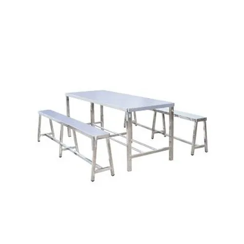 Bàn chữ nhật inox cố định và 2 ghế cố định BCN8
