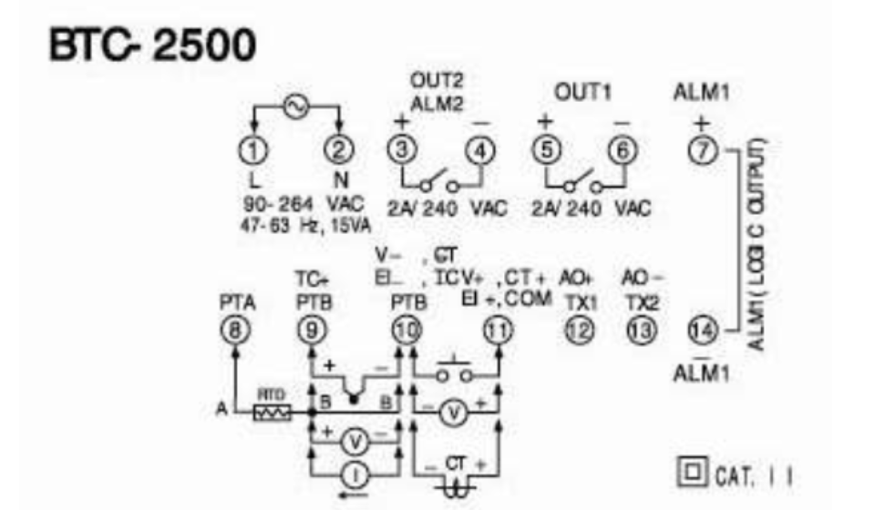 Sơ đồ đấu dây-Bộ ổn nhiệt BTC 2500- BrainChild