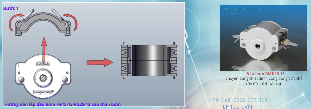 Cách lắp dây chiết DMD15-13-B- Longerpump- Bước 1