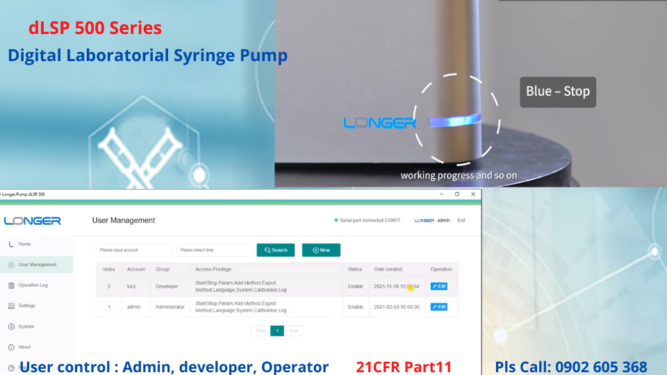 Thiết bị định lượng dLSP 540 của Longerpump- 21CFR PART 11