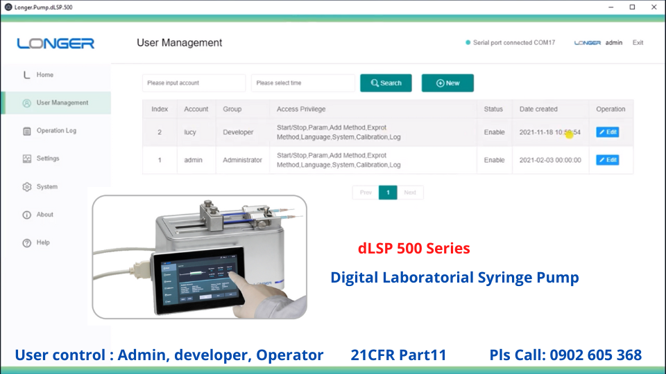 Thiết bị bơm định lượng dLSP 520 Pro LongerPump- 21CFR Part11