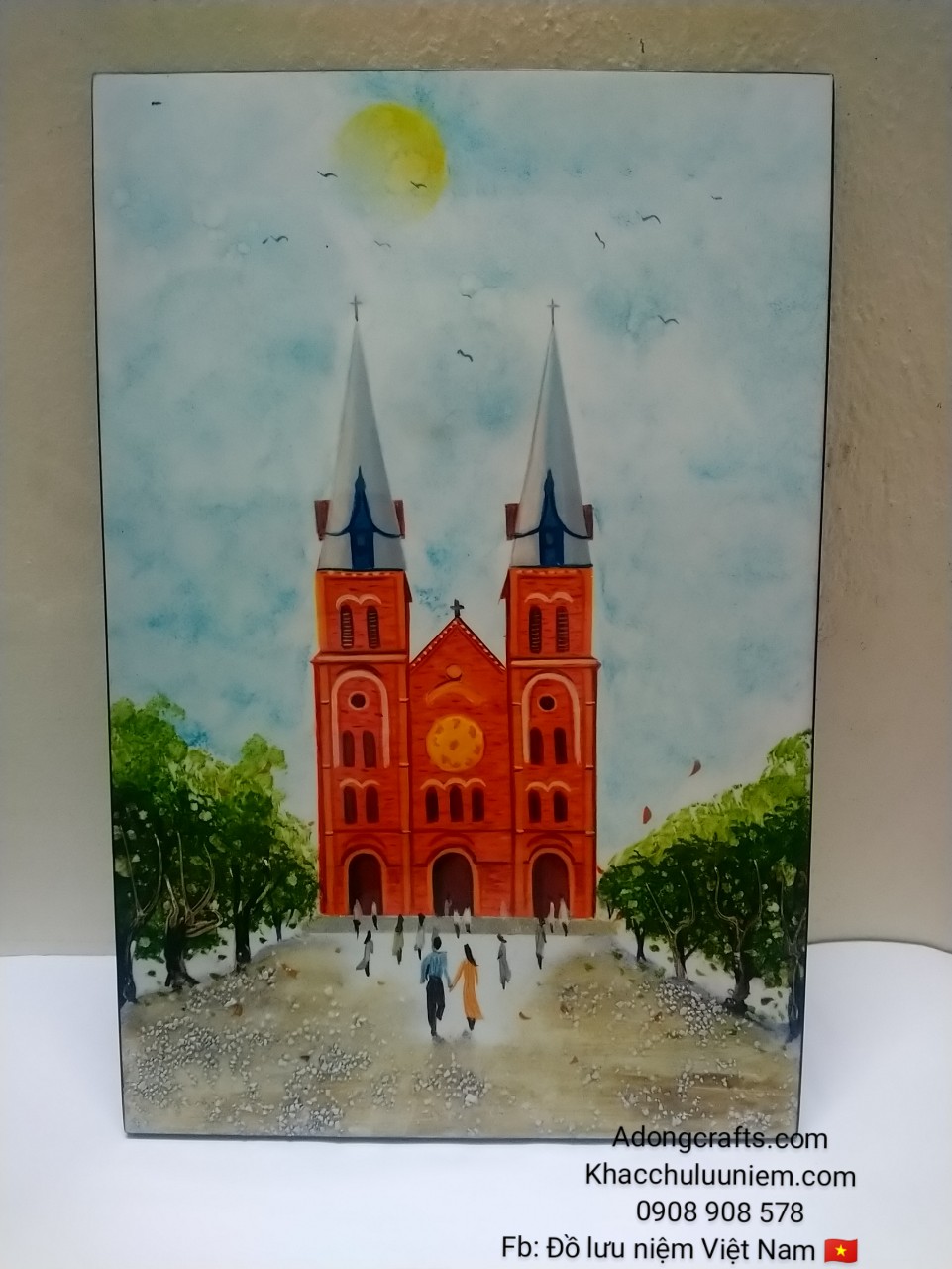 tranh son mai hinh chu nhat hinh nha tho duc ba