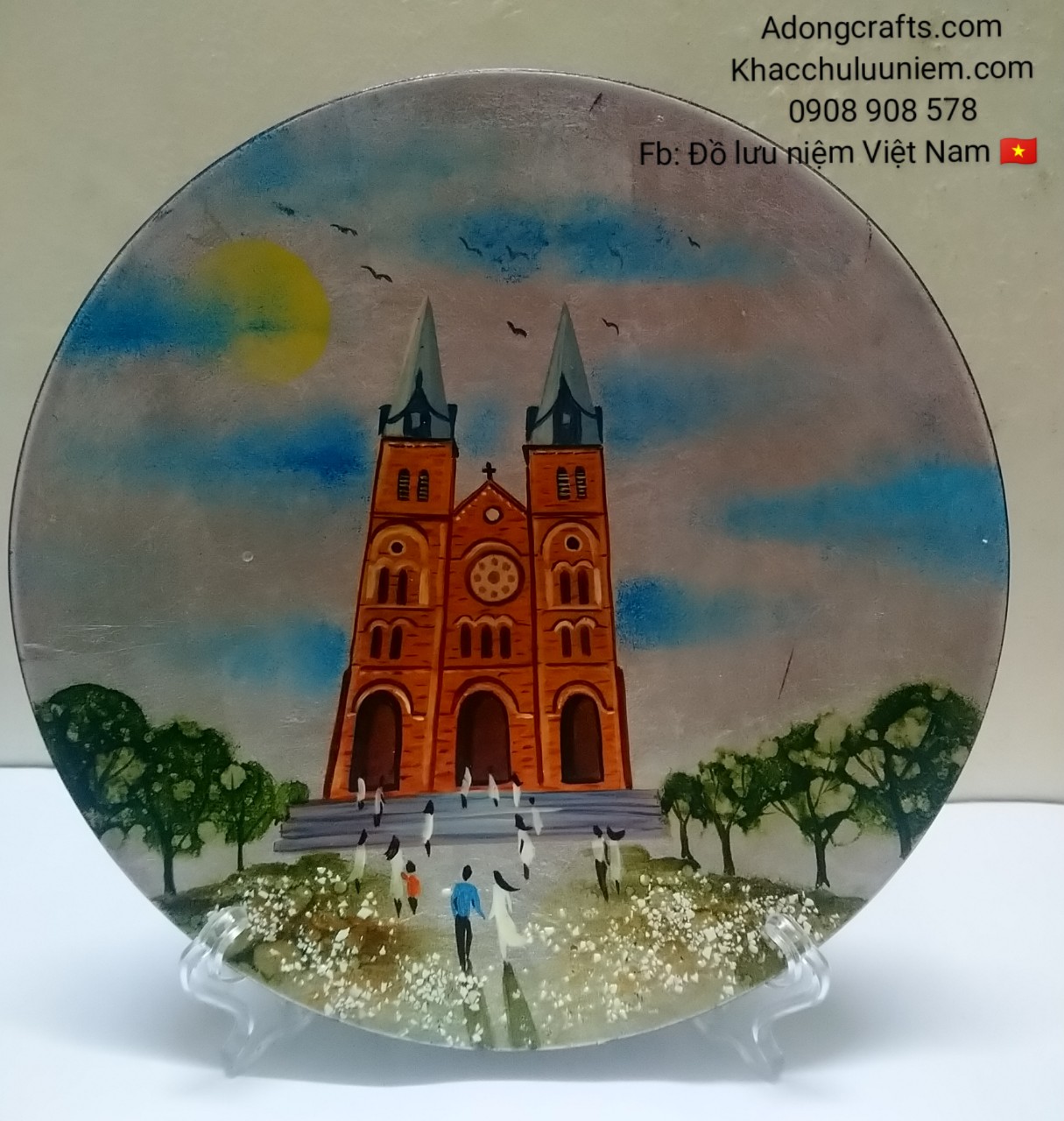 Tranh đia son mai canh nha tho duc ba