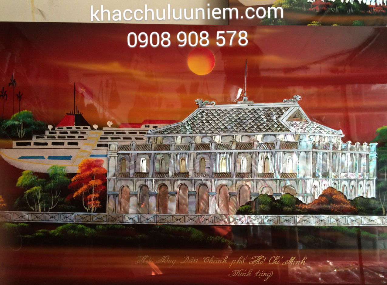 tranh sơn mai ben nha rong