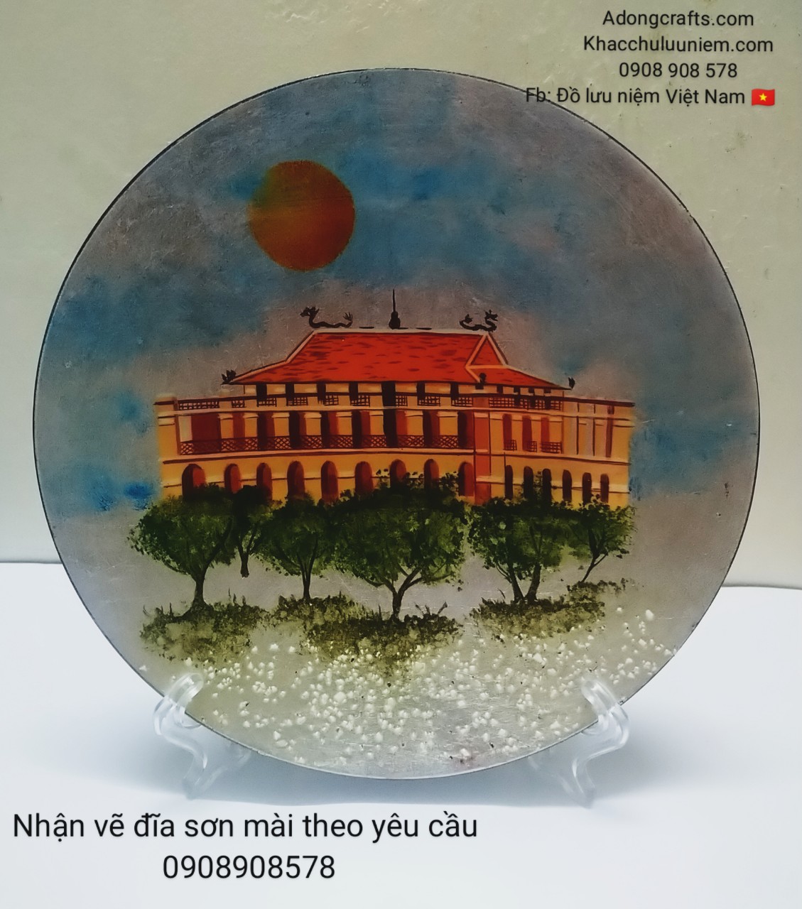 Đĩa sơn mai ben nha rong