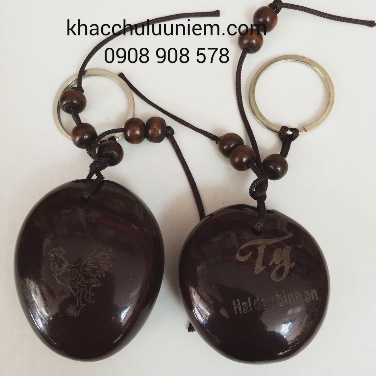 móc khóa hạt đậu khắc hình 12 con giáp