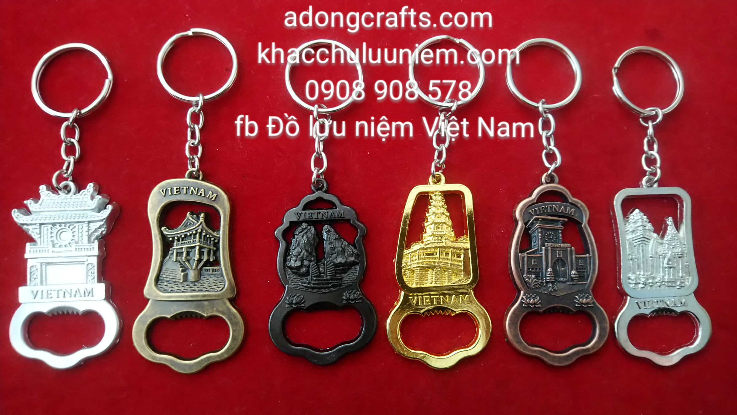 Móc khóa đúc hình phong cảnh địa danh nổi tiếng Việt Nam Khui nắp chai