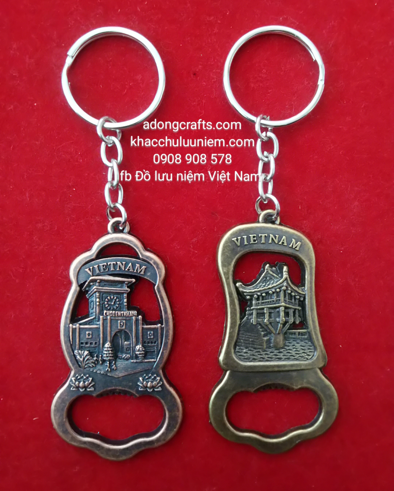 Móc khóa đúc hình phong cảnh địa danh nổi tiếng Việt Nam Khui nắp chai