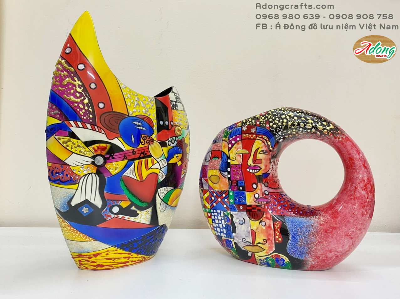 binh son mai trang tri hinh khoi