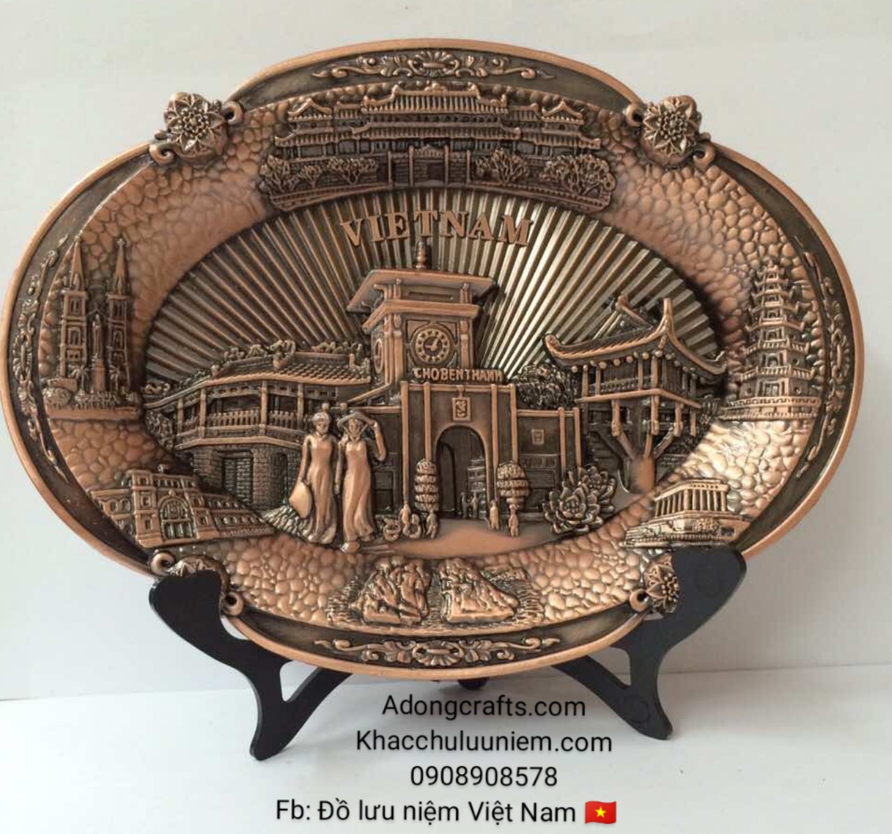 đĩa đồng đỏ oval bến thành