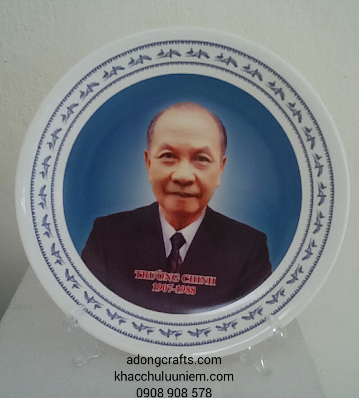 đĩa sứ in hình bác trừng chinh