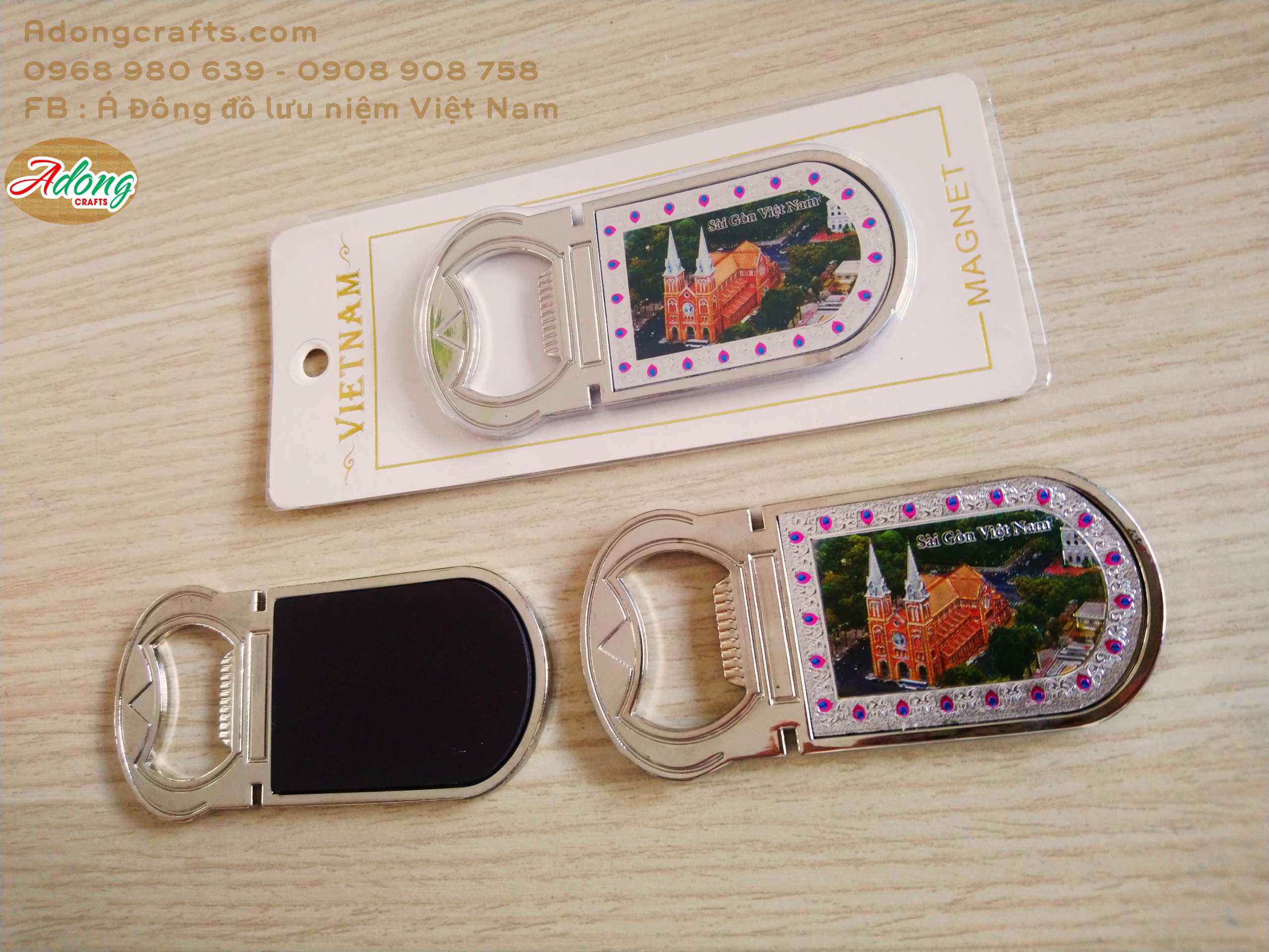 Nam châm khui nắp chai kim loại trang trí tủ lạnh - hình ảnh lưu niệm Việt Nam :