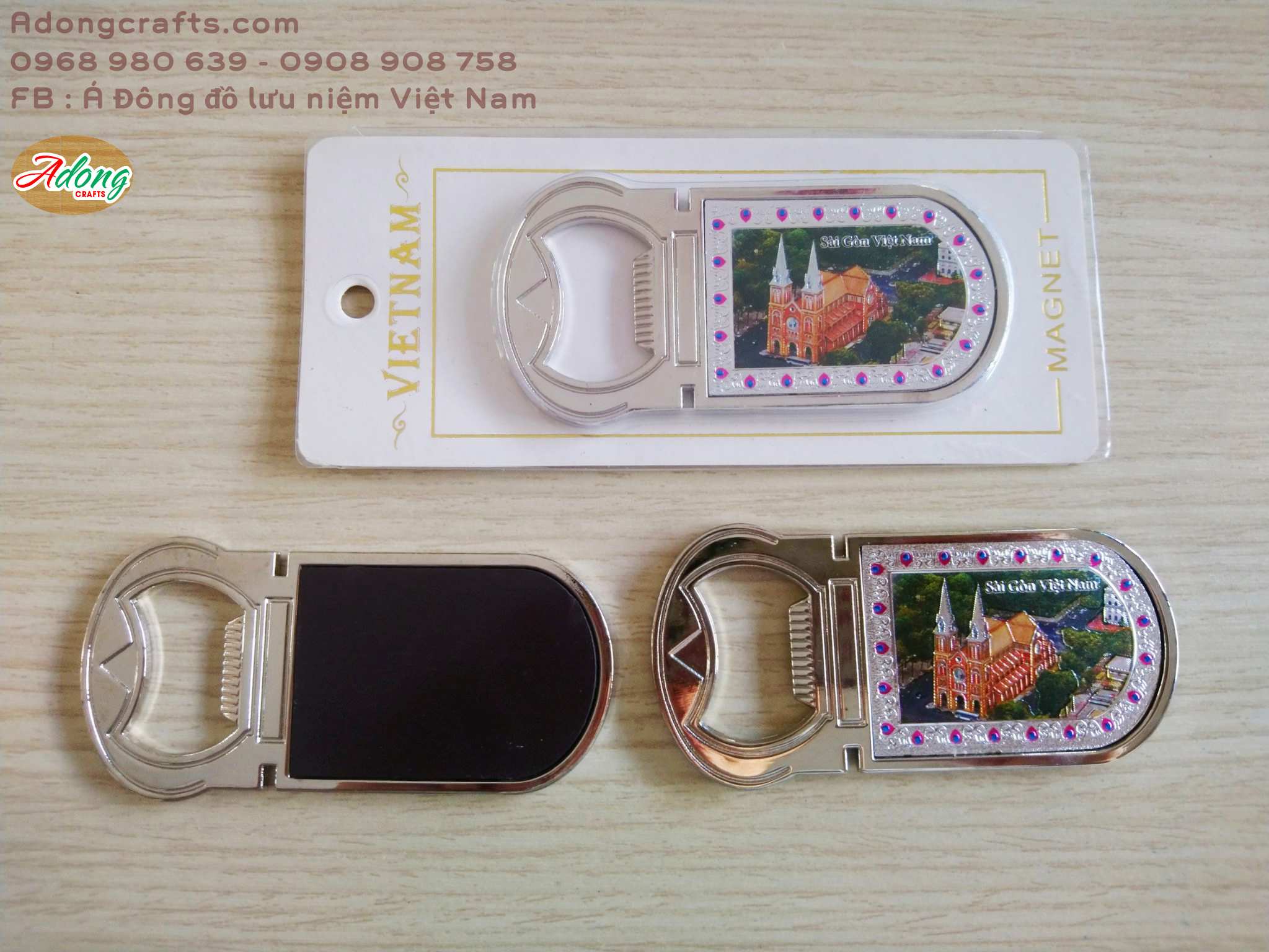 Nam châm khui nắp chai kim loại trang trí tủ lạnh - hình ảnh lưu niệm Việt Nam :