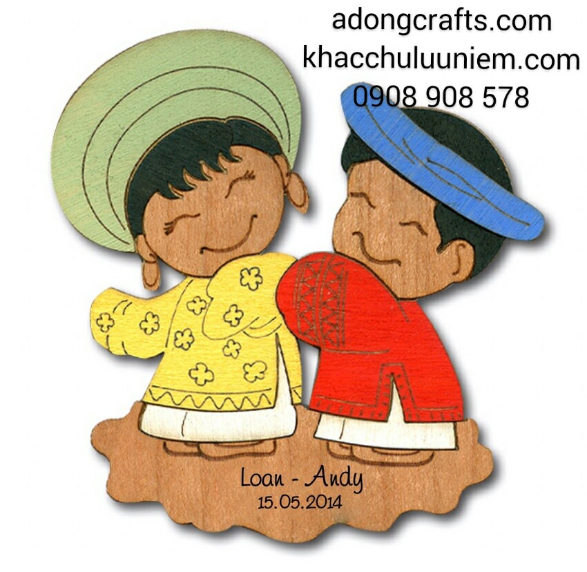 magnet go hinh co dau chú re mua cuoi