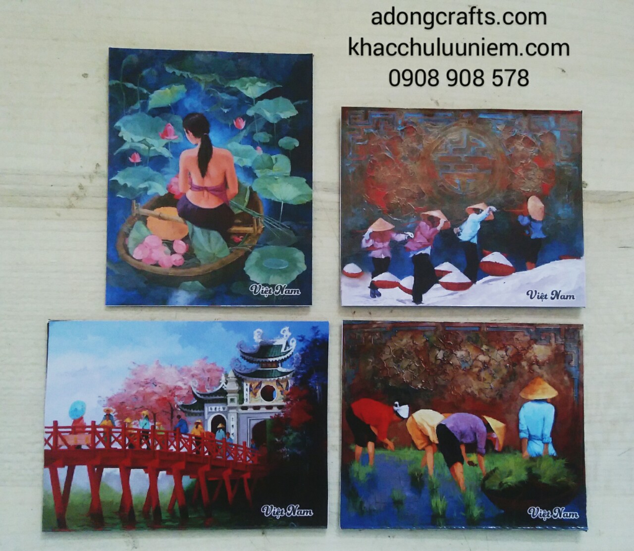 tranh hit nam cham magnet hinh anh co gai viet nam dong que