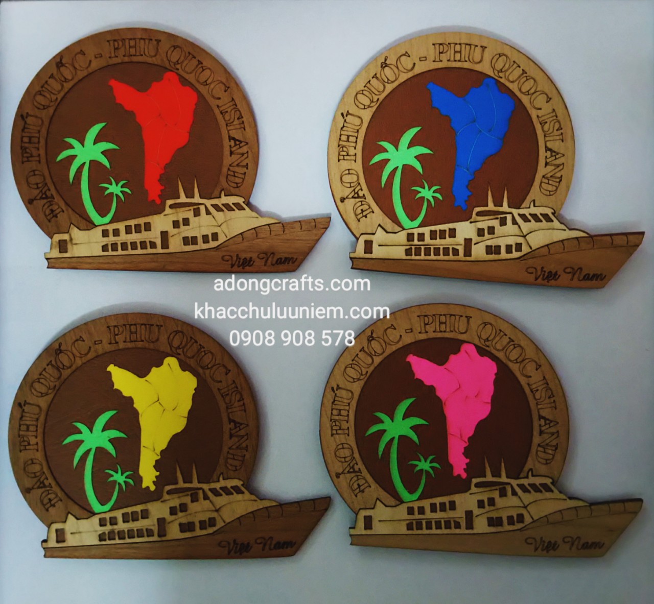 Magnet hit nam châm chất liệu gỗ giấy hình mũi tàu Phú Quốc Việt Nam
