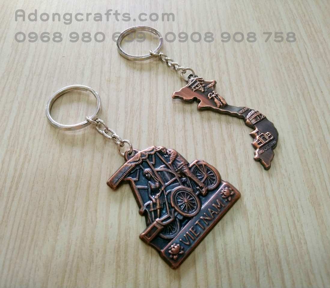 Móc khóa hình bản đồ chữ S biểu tượng VN chất liệu bằng kim loại