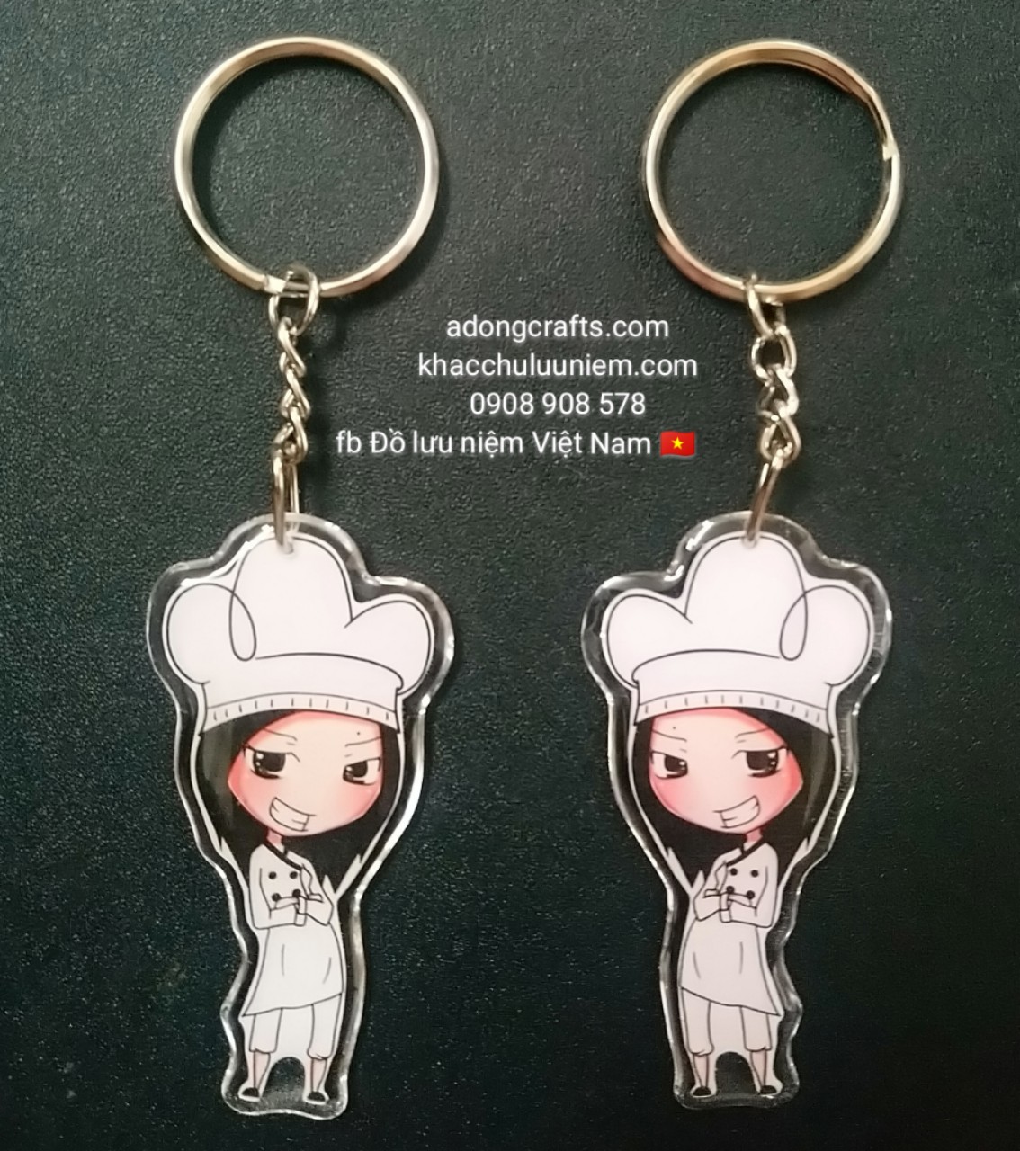 móc khóa chibi hinh nu dau bep