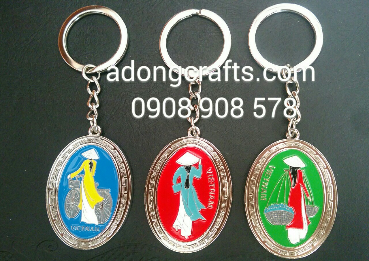moc khoa kim loại hinh co gai viet nam oval