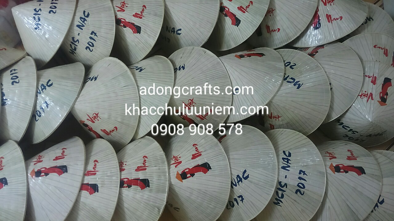 Nón lá in logo cong ty sự kien miss viet nam