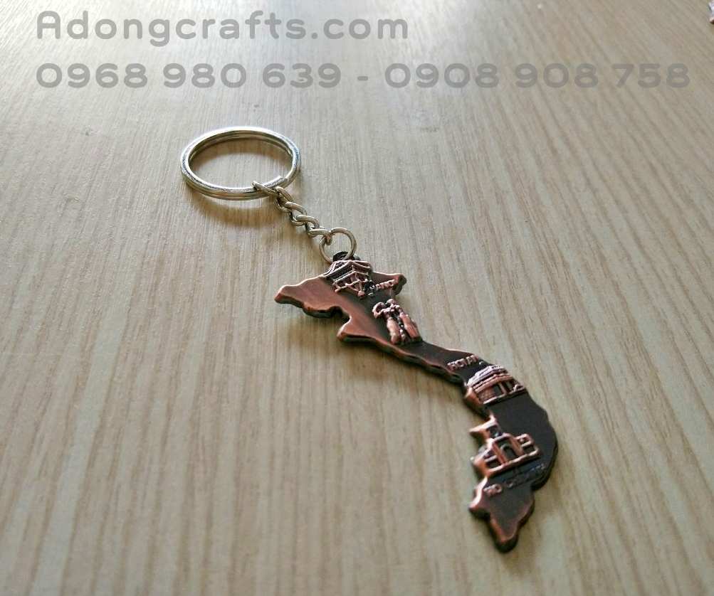 Móc khóa hình bản đồ chữ S biểu tượng VN chất liệu bằng kim loại