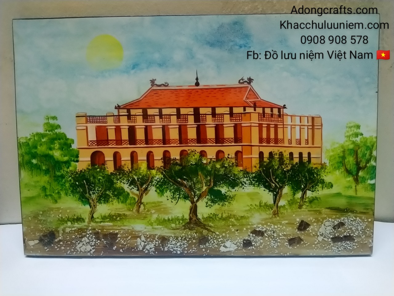 tranh son mai ben nha rong nho